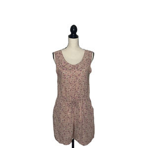 SNIDEL Romper Pink Floral Ditsy Print Sleeveless Ruffle Scoop Nk Womens Medium M